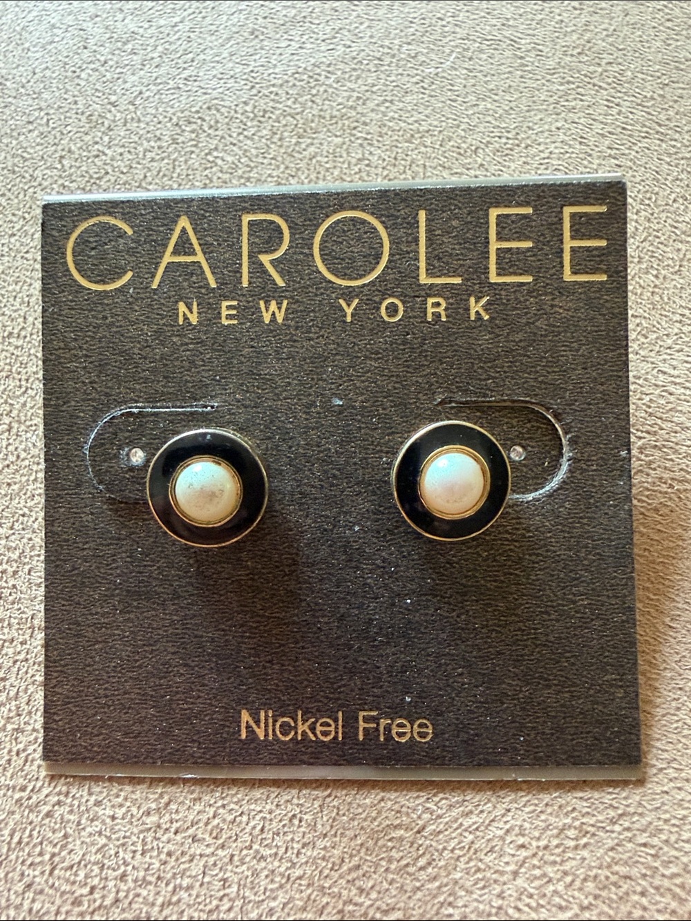Carolee Black & Pearl Stud Earrings